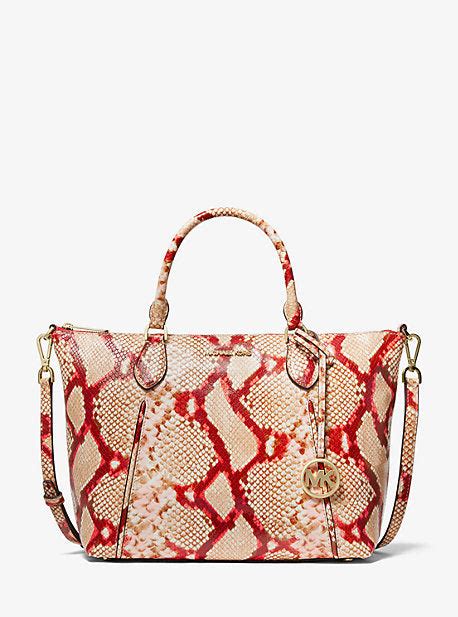 Lenox Large Python Embossed Leather Satchel 